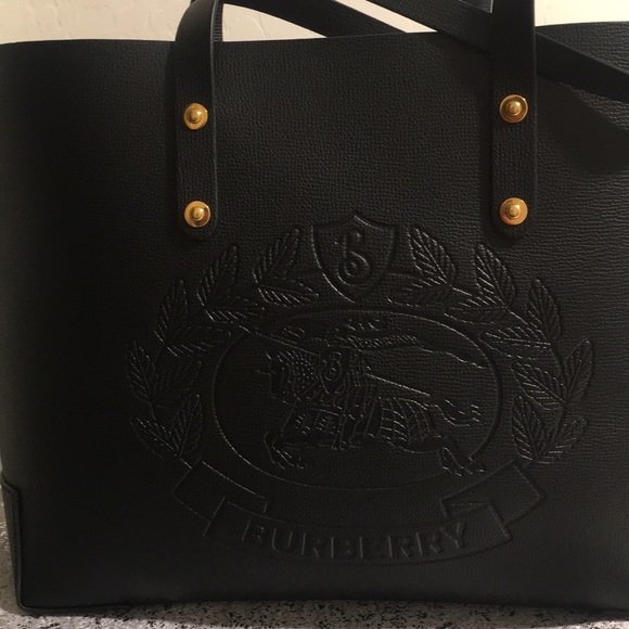 burberry crest small leather tote bag